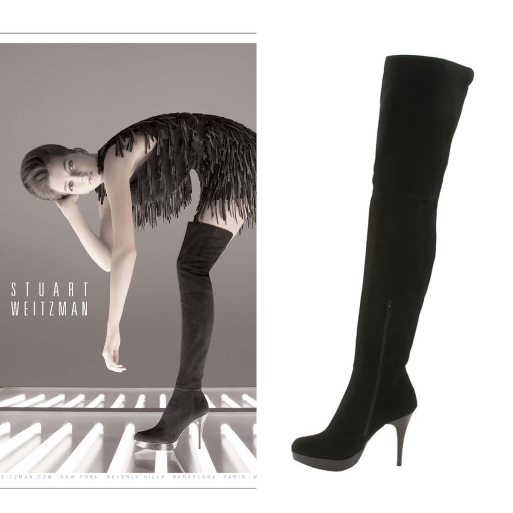 Stuart Weitzman Black Over-the-Knee Suede Boots